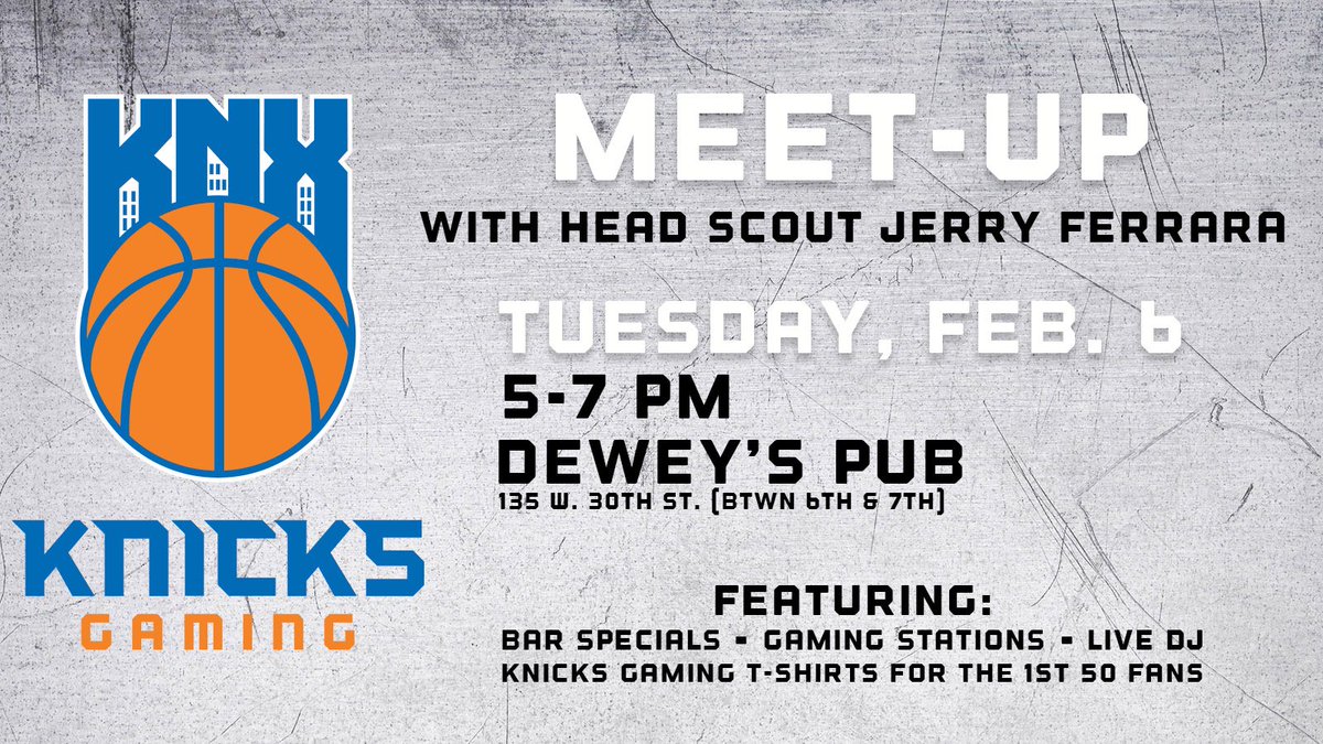 RT if we’ll see you at Dewey’s Pub tomorrow. 🤘 #KnicksGaming