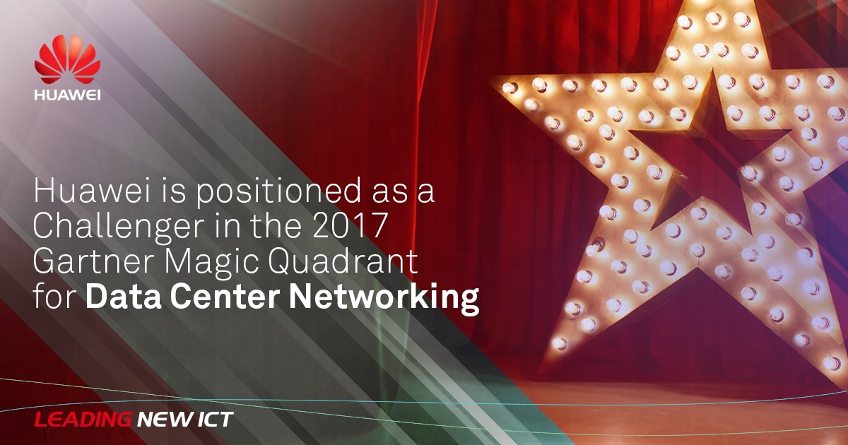 HuaweiEntAPAC's tweet image. July 2017
Huawei was positioned by Gartner in the Challengers Quadrant for the 2017 Data Center Network Magic Quadrant

#Gartner #DataCenterNetwork #MagicQuadrant #NWT