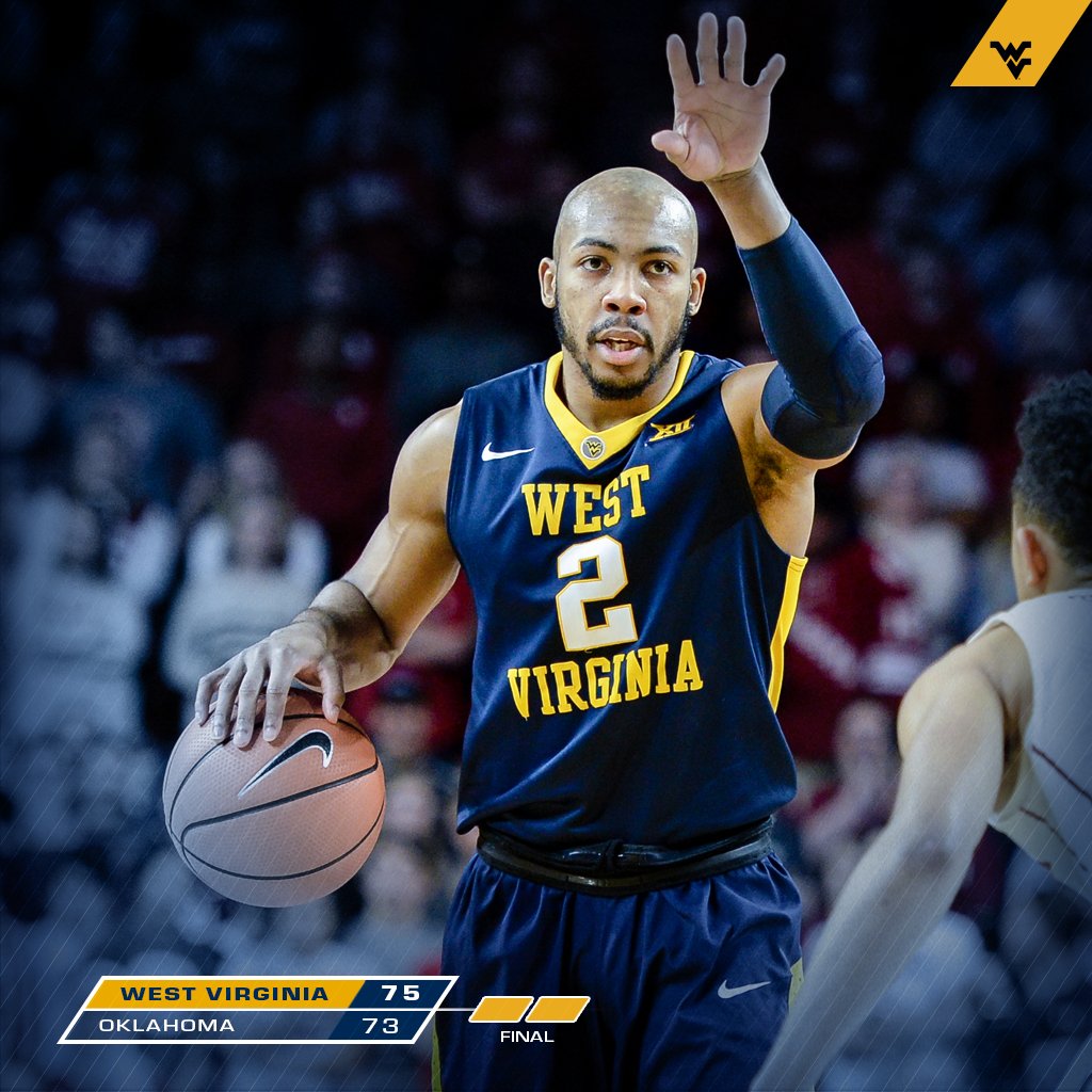 CUE COUNTRY ROADS! No. 19 West Virginia takes down No. 17 Oklahoma, 75-73, in Norman on Big Monday! #HailWV