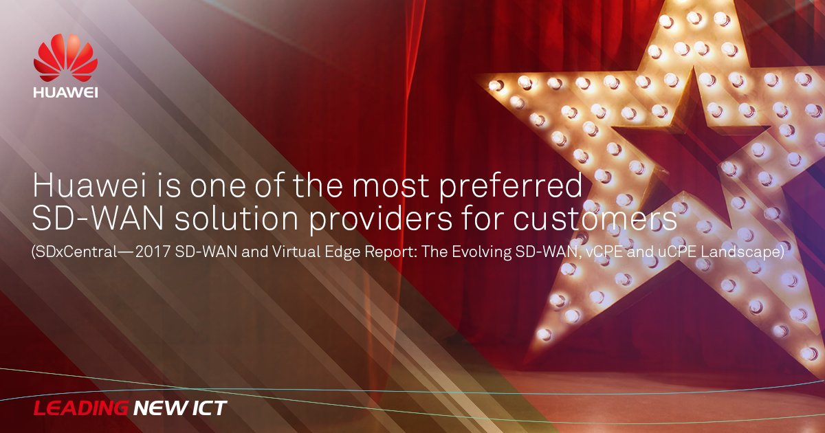 HuaweiEntAPAC's tweet image. Huawei is one of the most preferred SD-Wan solution providers for customers by SDxCentral - 2017 SD-WAN and Virtual Edge Report

#SDWAN #SDxCentral #NWT