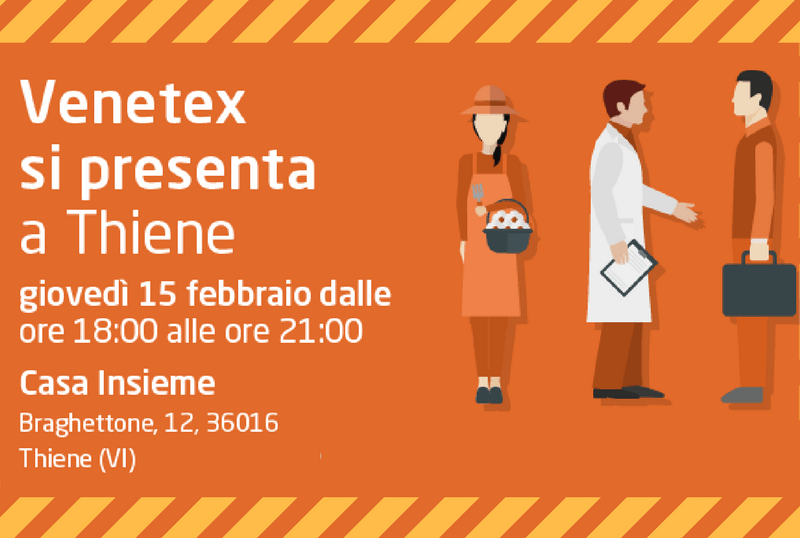 Giovedi 15/02 ci presentiamo a #Thiene! Sarà una serata in cui potrai conoscere il funzionamento del Circuito #Venetex, incontrare le imprese già iscritte, confrontarti insieme a noi sulle opportunità di crescita del tuo giro d’affari. Iscriviti qui goo.gl/dxorWD