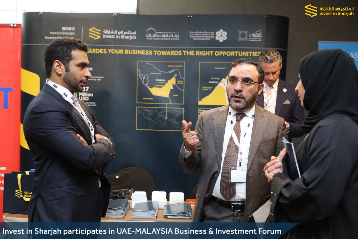 InvestInSharjah's tweet photo. Sharjah Delegation represented by @InvestInSharjah @Sharjah_Chamber @shamssmc &amp; Sharjah Research Technology &amp; Innovation Park participate in UAE MALAYSIA Business &amp; Investment Forum organized by @Economyae to present investment opportunities in Sharjah for investors from Malaysia https://t.co/8ue83Y1Ojy