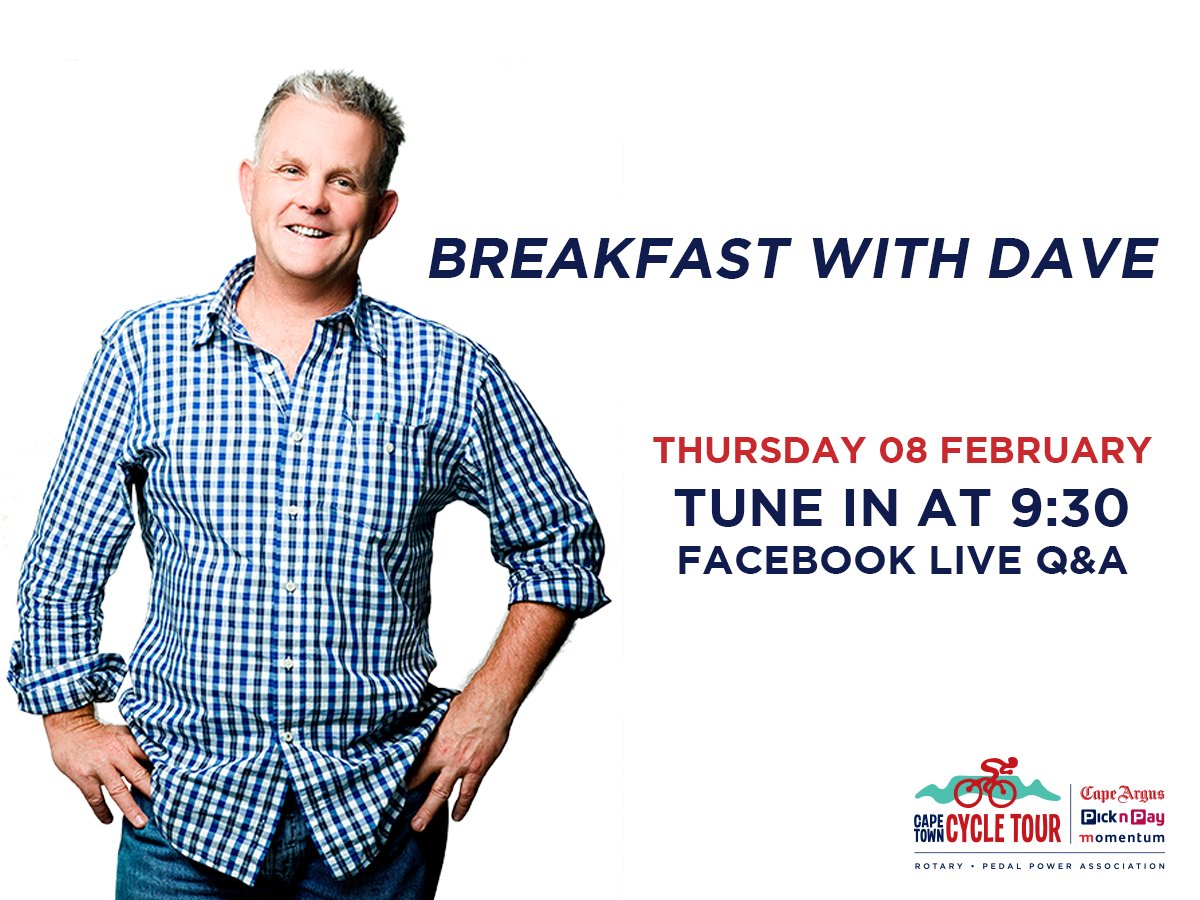 CTCycleTour's tweet photo. This week 'Breakfast with Dave' is scheduled for Thursday at 9:30 AM. Post all your questions below and watch it live on Facebook. We will get Dave to answer as many as he can. #BreakfastwithDave https://t.co/TswPDkf2wl