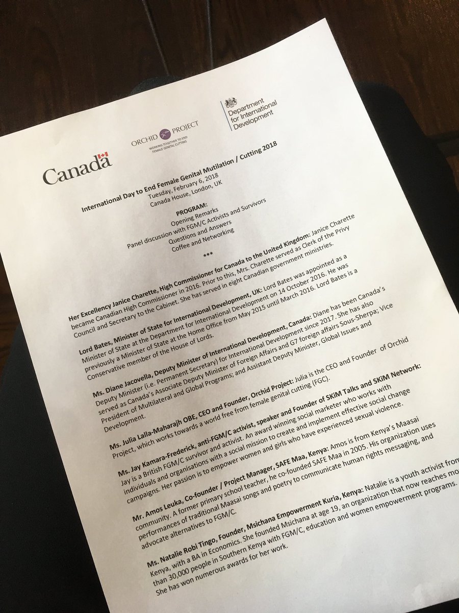 All our speakers are gathered to mark International Day to #EndFGC #EndFGM <a href="/DFID_UK/">DFID</a> <a href="/CanadianUK/">CanadianUK</a>