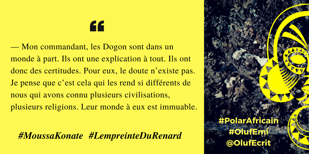 Oluf_emi's tweet photo. Sur #OlufEcrit un nouvel extrait de #LempreinteDuRenard de #MamadouKonaté dédié cette année au #PolarAfricain. Toutes les citations ici => https://t.co/ZnYz2bQBWU https://t.co/hH6AQqnPCL