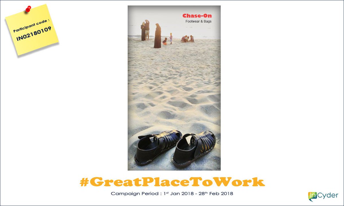 InCydermedia's tweet photo. "FAMILIES FIRST CHOICE"-Chase-On
Thank you team Chase-On Footwear &amp; Bags for joining hands with us.
Great going the campaign #GreatPlaceToWork
Hurry !!! 
Few more days remaining.
#InCyder #GreatPlaceToWork #HelpingTheWorld #Celebration https://t.co/pbzryU26eG