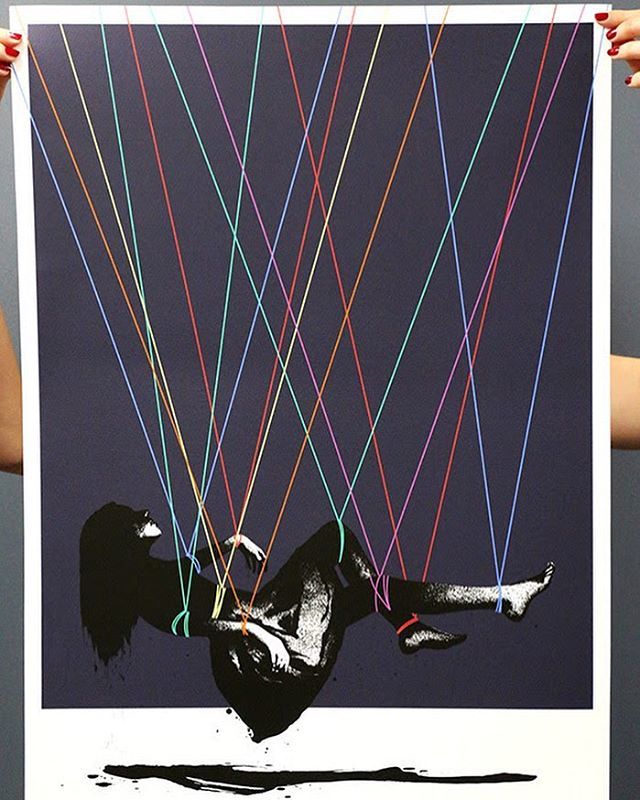 “Suspender” by British artist @eelusart. 10-color screen-print, signed and numbered by the artist. Available at blacklinegallery.com ift.tt/2BWw6nb