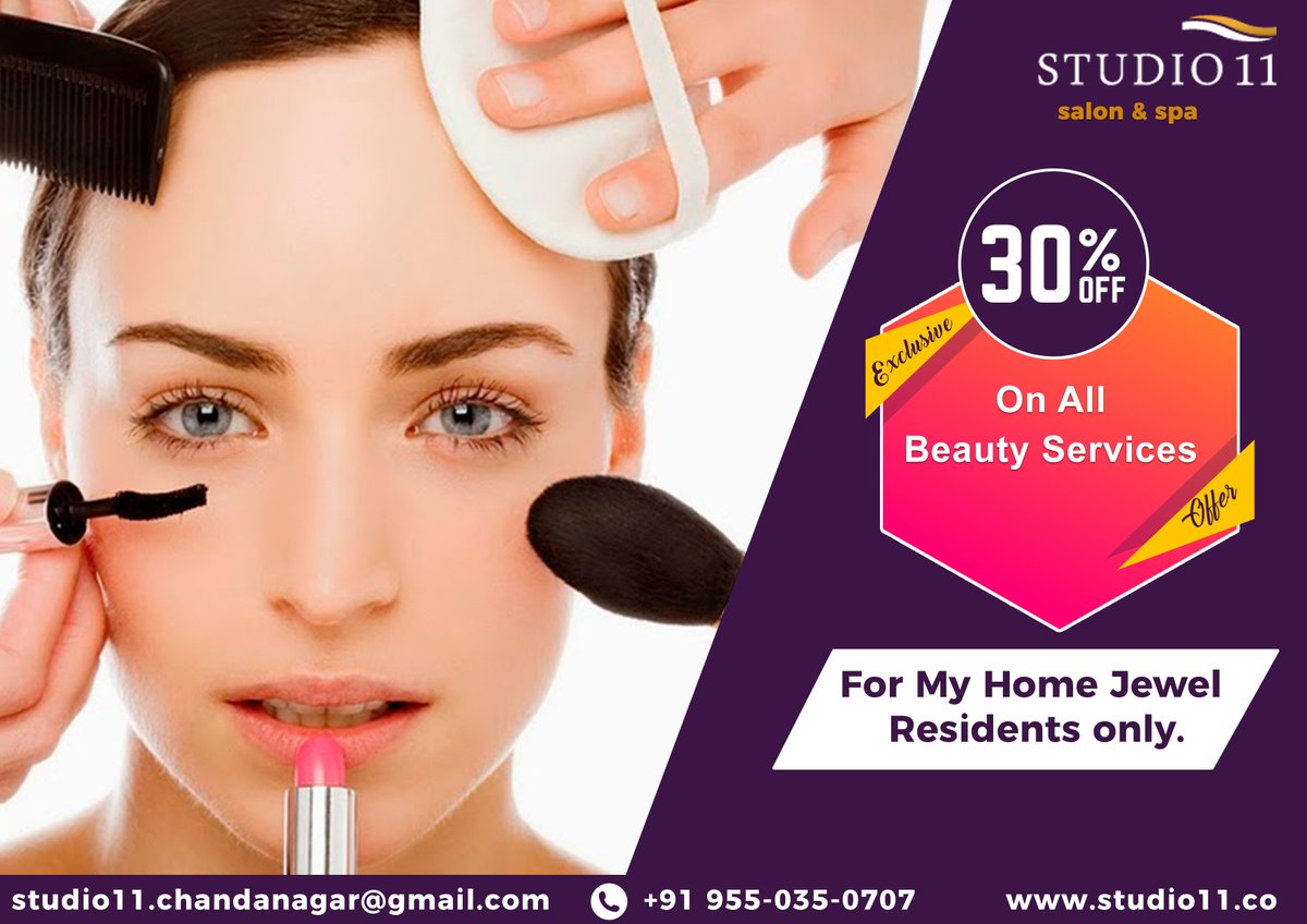studio11saloon's tweet photo. Get Exclusive 30% OFF All #BeautyServices for my Home Jewel Residents only.
@studio11saloon 
#haircare #spa #salon #hyderabad #skincare #beautycare #chandanagar #hairstyle
Get in touch with us: 955035070 https://t.co/xy9nPIRSw3