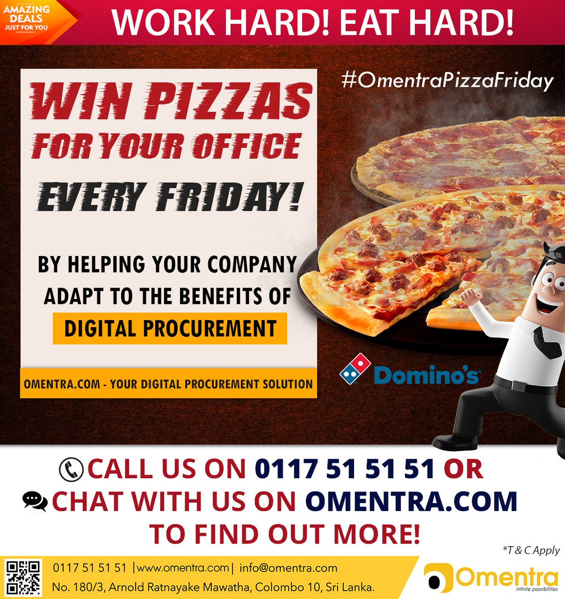 OmentraOfficial's tweet photo. Stand a chance to WIN FREE PIZZAS for your Office every Friday! 
CALL us on 0117515151 or CHAT with us online on https://t.co/2yVJLEAt5r

#OmentraPizzaFriday https://t.co/o1W33WWc6m