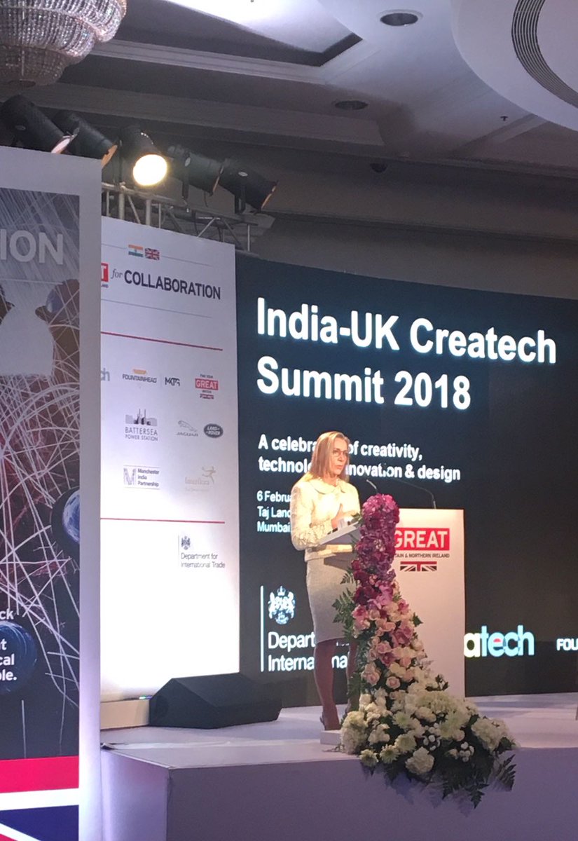 biztradegovuk's tweet image. Baroness Fairhead opens the 1st ever #IndiaUKCreatech Summit in #Mumbai encouraging more tech driven 🇬🇧🇮🇳 partnerships #CreativityIsGREAT