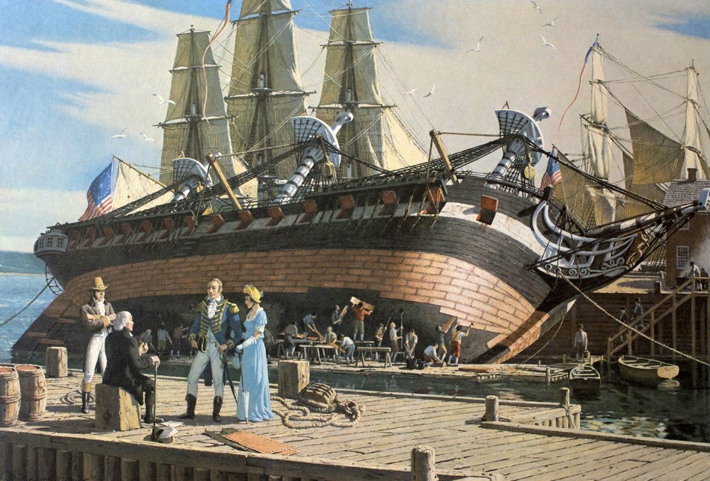 The copper stopped shipworm from destroying the wooden hull, vastly increasing the life span of the ships of the time. This innovation alone saved entire forests from extinction as the life span of ships expanded exponentially. Here's the USS Constitution.