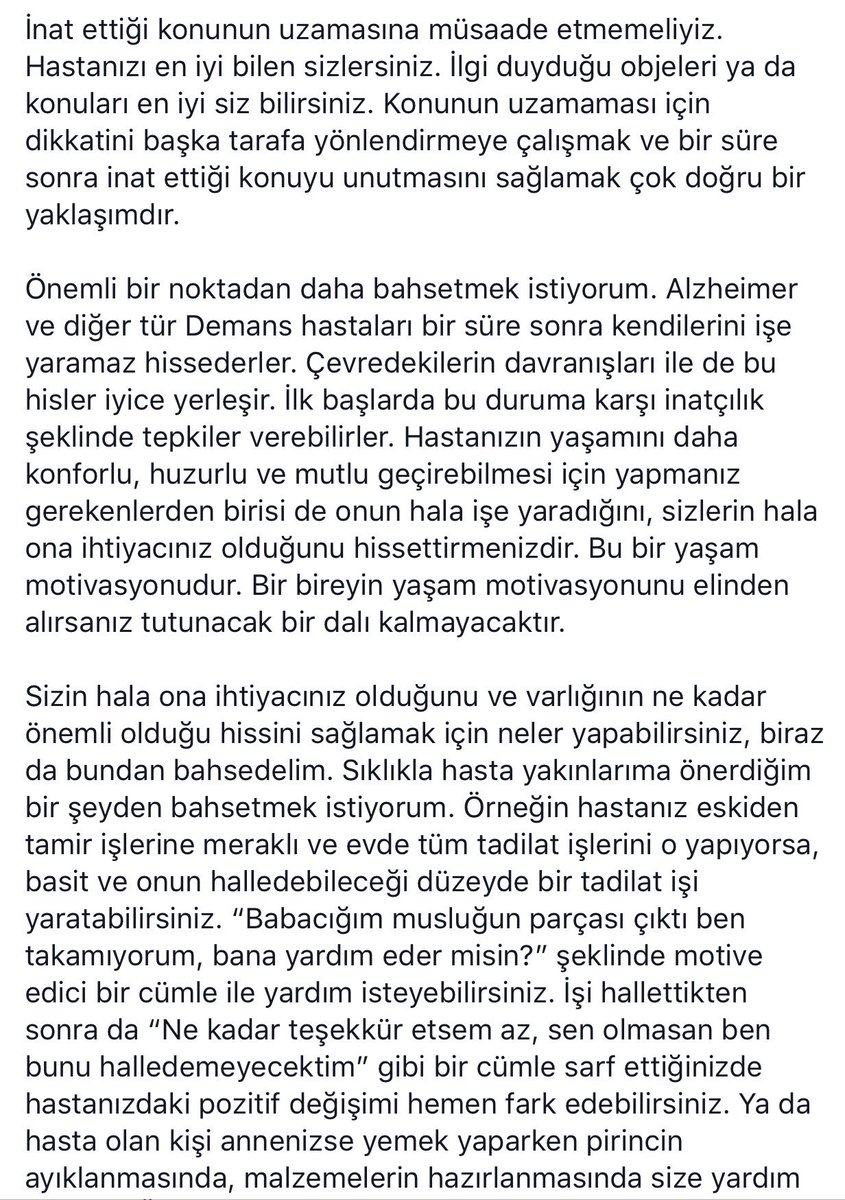 drsevdasarikaya's tweet photo. #alzheimer ya da diğer tür #demans hastanızın inatçılığı çok fazla ise nasıl davranmalısınız? (Yazı uzun olduğundan fotoğraflarını çektim. Ekte bulabilirsiniz.) https://t.co/w8w59pDIoc