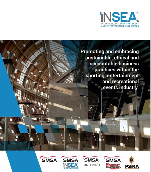 OfficialSMSA's tweet photo. INSEA™ aims to promote and embrace sustainable, ethical and accountable business practices within the sporting, entertainment and recreational events 
industry. 

@SMSA_INSEA was founded in November 2017 by Stadium Management SA and Legal | HELP™. 
📂 https://t.co/fkHaFbNnsq https://t.co/qLYWabBwpE
