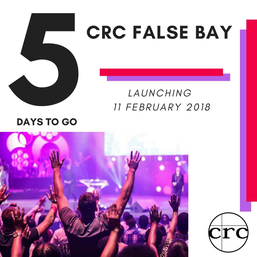 CRCFalseBay's tweet photo. CRC False Bay will be launching in 5 DAYS! Invite your world on 11 February 2018 at 09h30 am, Zwaanswyk High School, 370 Main Road, Tokai. See you there!  #CRCFalseBay #BuildingOneChurchInManyLocations #WinTheLost https://t.co/TbO52HuA9h