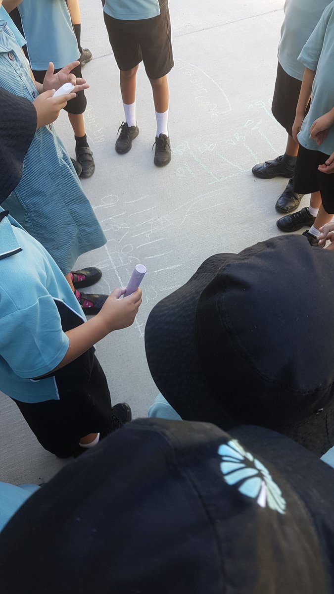 MissADugan's tweet photo. Took my Maths group a.k.a self proclaimed "Math Champions" outside to practice skip counting and used chalk and cards. We also utilised the numbered caterpillars around the school for some fun. #maths #teacher https://t.co/DjrBPSBU1g
