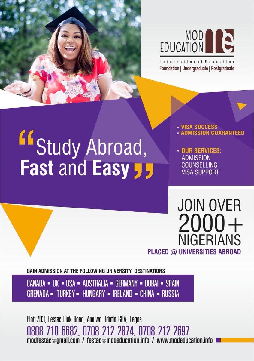 ModFestac's tweet image. Do you want to invest in international education?
Are you looking for the best agents?
Do you need career counseling?
Are you in need of visa support?
Go no further cause your search ends here! @modedunigeria @ModFestac #internationaleducation