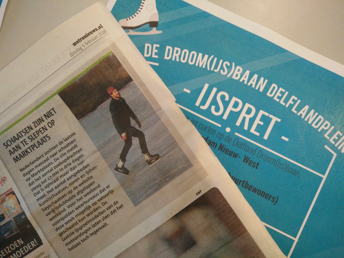 PlacemakingPlus's tweet photo. Yesyes! Wat een timing in het nieuws 'Schaatsen Niet Aan Te Slepen' zorg dat je ze uit de kast haalt voor 15 feb! Schiet in een recordtijd naar #Delflandplein, #Droombaan ! @KasKantine @NieuwWest @goldengarden #ijsbaan #placemaking #KickOff #publicspace #fromlivabletolovable https://t.co/IfTxAHvXJS