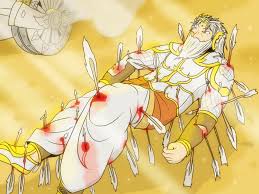 Thus he lies there on his bed of arrows, waiting for the fateful moment and died on the first day of Uttarayana.