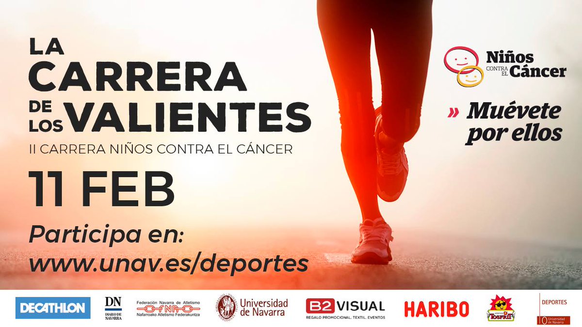 ¿Plan para este domingo? ¡ #Deporte por una buena causa!
Apúntate a la II Carrera #NiñosContraelCáncer y colabora con la investigación y tratamiento de Cáncer Infantil. ¡Recorridos para todas las edades y muchos premios y sorpresas!
➡️ unav.edu/web/vida-unive…
#pamplona