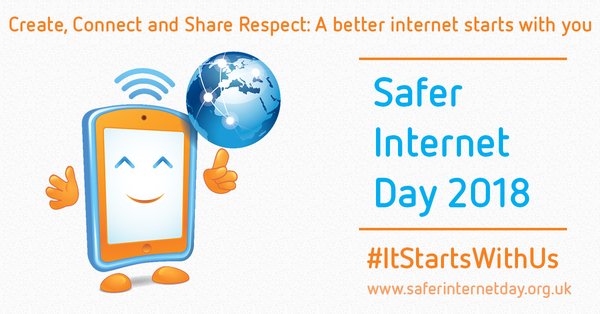 PeterBower28's tweet photo. Today is Safer Internet Day! Create, connect and share respect this #SID2018 – RT to show your support  https://t.co/c8DOMRI4E2 https://t.co/xsZl6H0dxg
