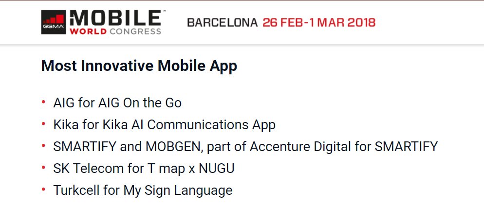 @Turkcell için geliştirdiğimiz 'İşaret Dilim' uygulaması @GSMA 2018 ödüllerinde 'En Yenilikçi Mobil Uygulama' kategorisinde finale yükseldi! #MobileApp #GSMA #İsaretDili #SignLanguage