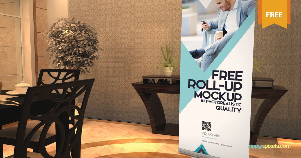 Zippypixels On Twitter Roll Up Banner Mockup Is Now Available