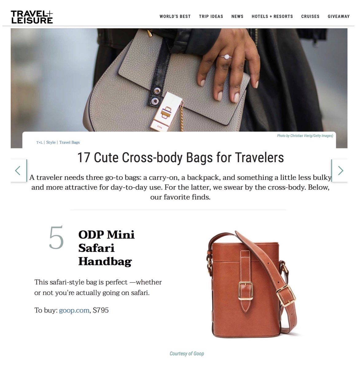 #traveltuesday: The #ODPMiniSafari featured as top cross-body #bags for #travel <a href="/TravelLeisure/">Travel + Leisure</a> travelandleisure.com/style/travel-b…