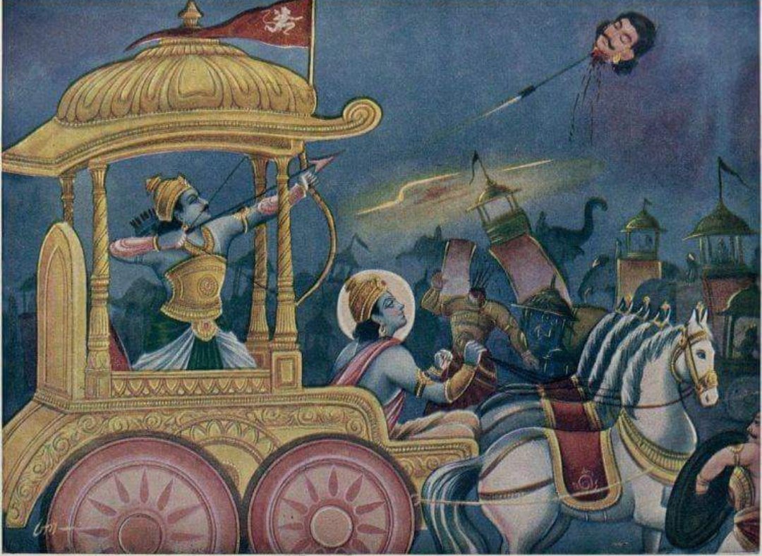 Day - 14 The Kauravas rally around King Jayadratha and keep Arjuna at bay after realizing that Arjuna will kill himself if they protect Jayadratha till sundown.