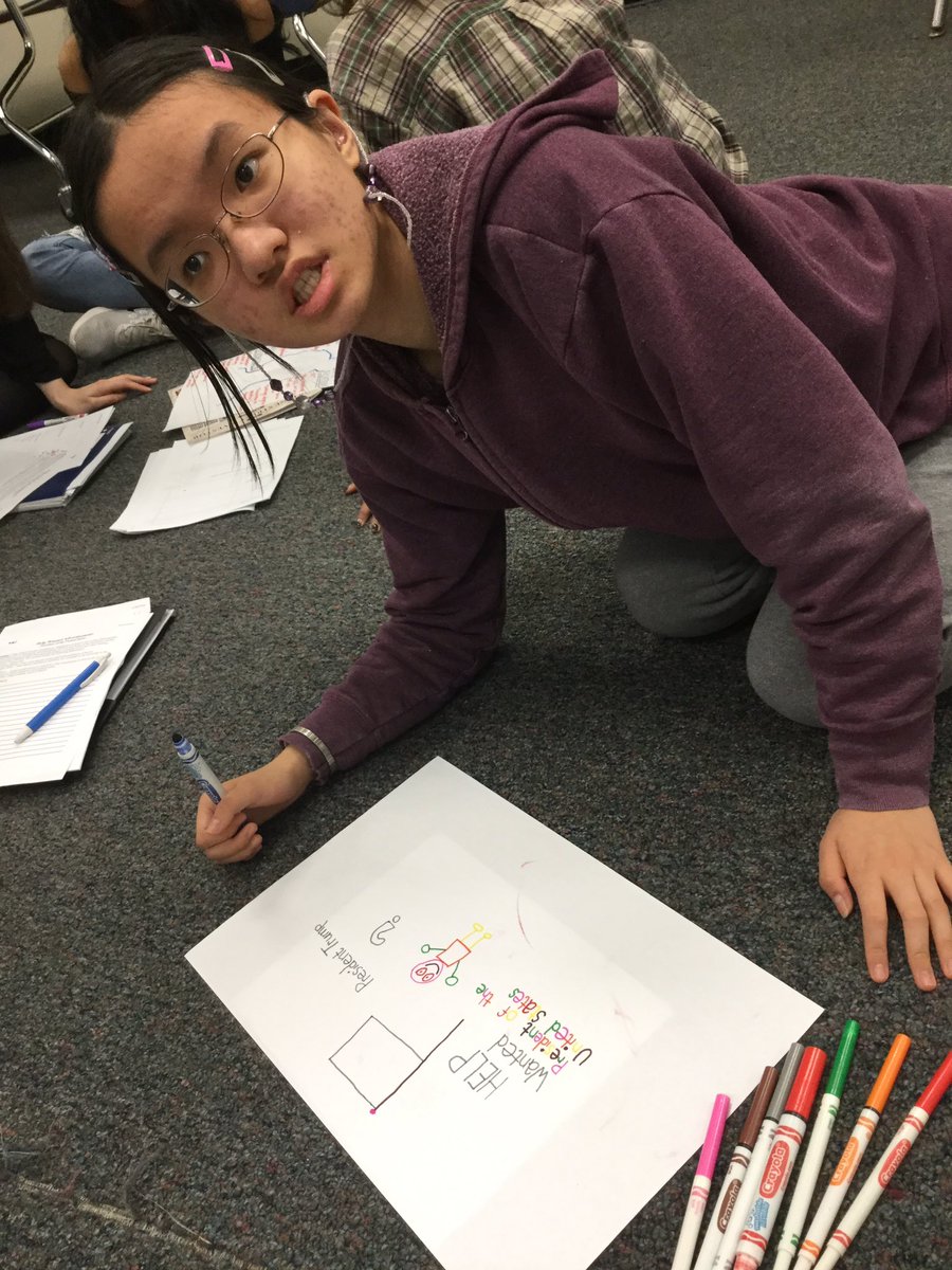 heymsreed's tweet photo. Future voters creating help wanted ads for POTUS in #ReedWaxmanGovt #ohsInclusionInAction @EWaxman @OaktonHS @fcpsnews https://t.co/bfJHVTWcxM
