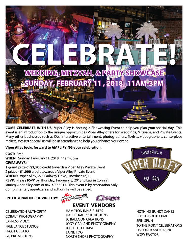 Join us this Sunday February 11th at the Mitzvah Showcase by Viper Alley.  Be sure to RSVP to attend this free family fun event! #MitzvahPlanning #Eventplanning #Celebration #barmitzvah #Batmitzvah #Fun #party