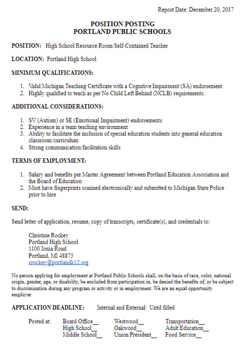 Gvsu Coe On Twitter Job Posting High School Resource