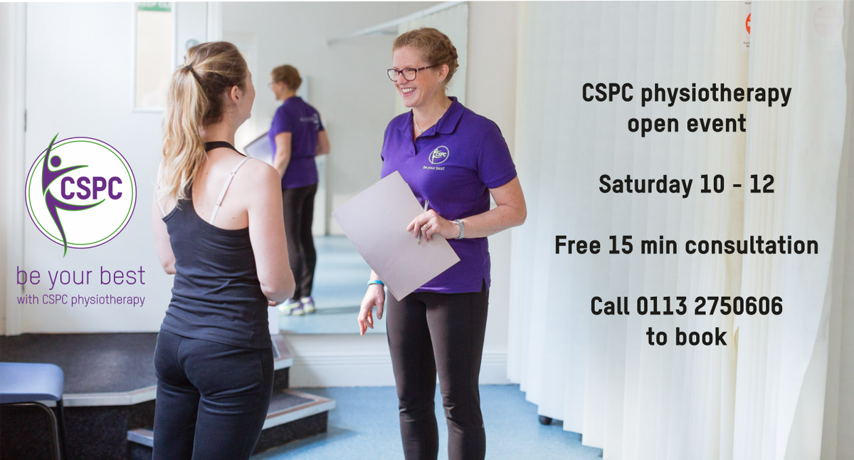 CSPC_physio's tweet photo. There are still slots available at our open event this Saturday. Book a free 15 minute consultation with a CSPC physio to see if we can help with your injury concerns. #beyourbest #physio #physiochat https://t.co/RDHyletk4A