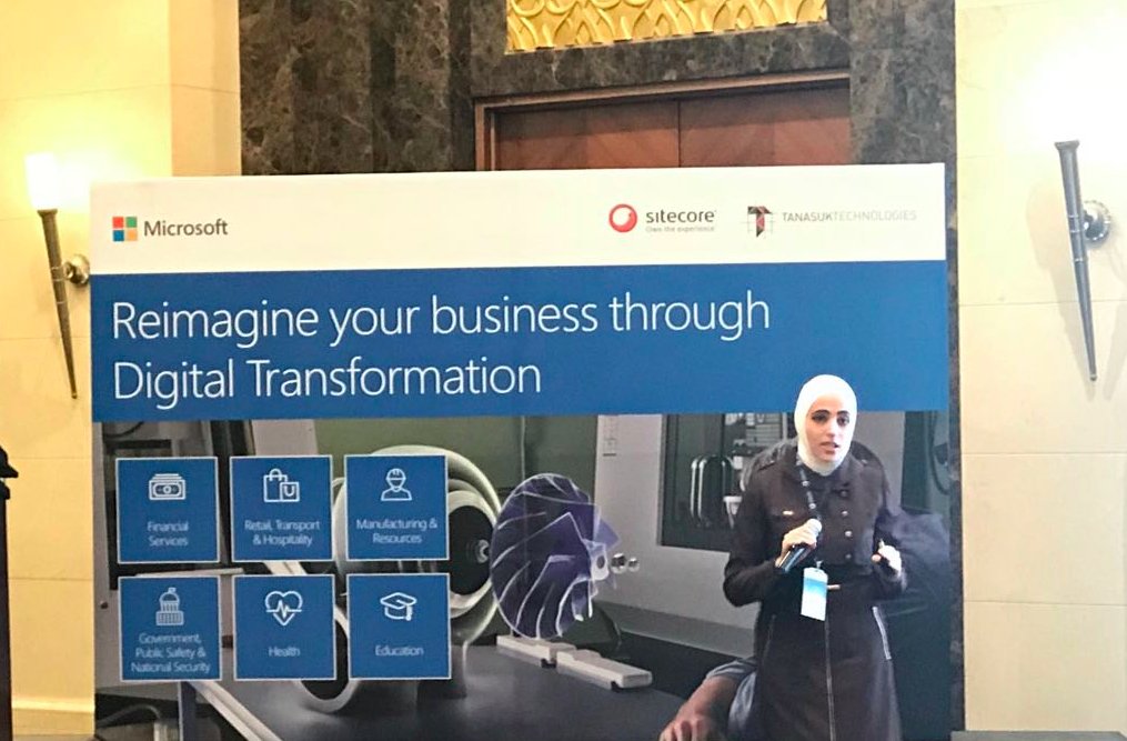 Our 3rd speaker for the day is <a href="/TanasukTech/">Tanasuk Technologies</a>'s very own <a href="/ifataftah/">Ishraq Al Fataftah اشراق الفطافطة</a>, discussing the #DigitalTransformation journey, and how #sitecore allows seamless integration between IT, Marketing &amp; BI areas in one easy-to-mange Digital Experience.