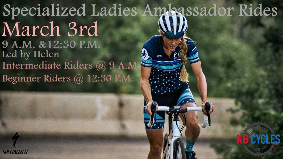 <a href="/specializedwmn/">Specialized Women</a> Have another date for a Ladies Ambassador Ride.
March 3rd @ 9am &amp; 12:30pm.
Lead by <a href="/helzbelzi/">Helz Bell</a> 
Sign up at the link below....
ti.to/specialized-uk…