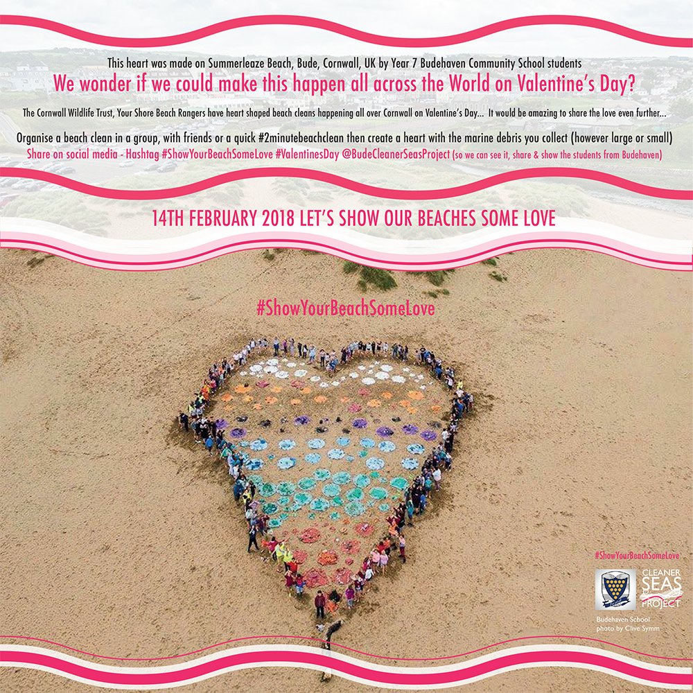 This coming Valentines Day why not show your beach some love. #ShowYourBeachSomeLove #CleanerSeasProject #blueplanet #bude #love #valentinesday #2minutebeachclean @BudeCleanerSeas
