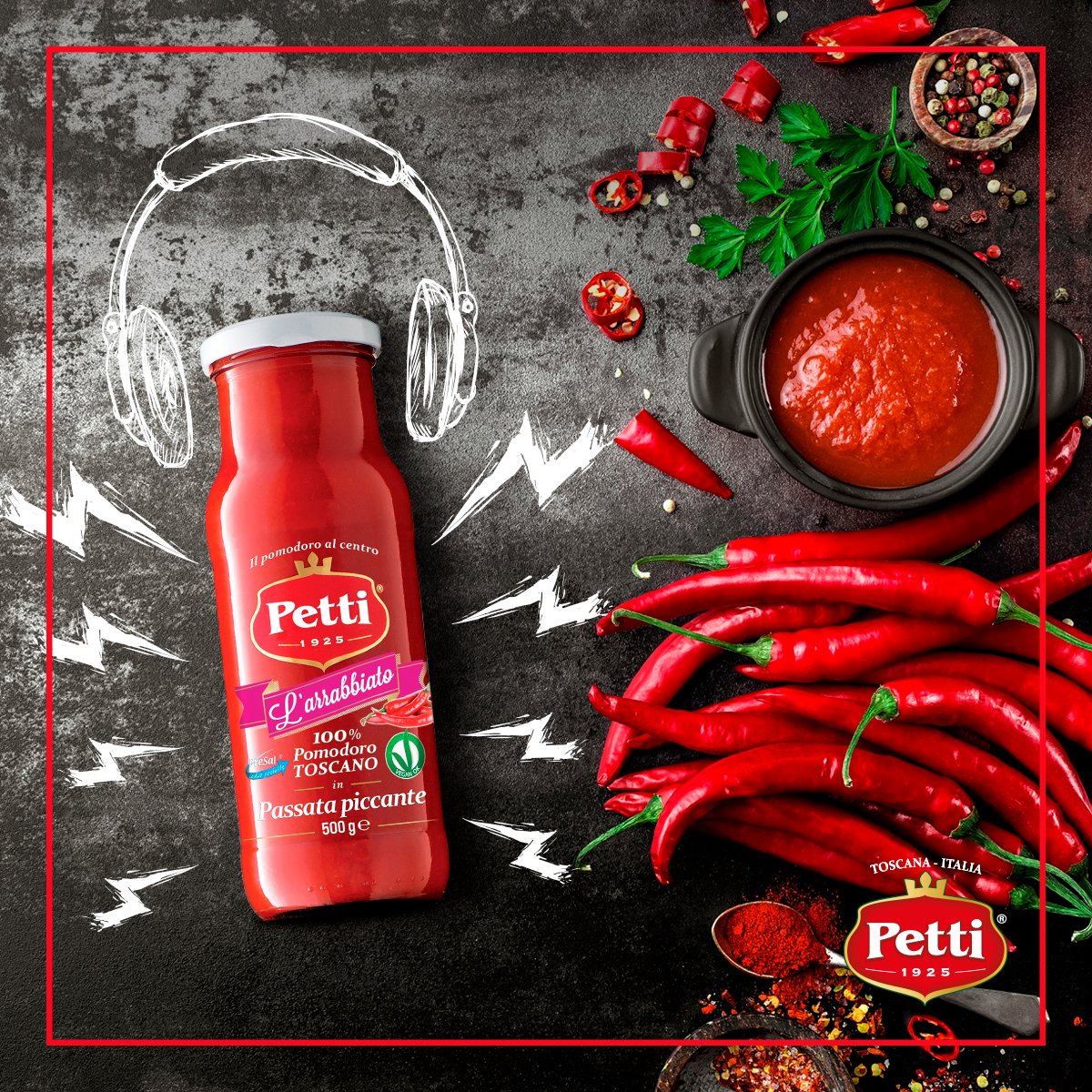La mia salsa suona il rock! 🎶🎵🎸
La passata Petti è decisa, arrabbiata, dal sapore indimenticabile come le vibrazioni di un basso 🍅🎸🍅
Lasciatevi sorprendere a ritmo di musica con #Sanremo2018! #sanremotuttipetti