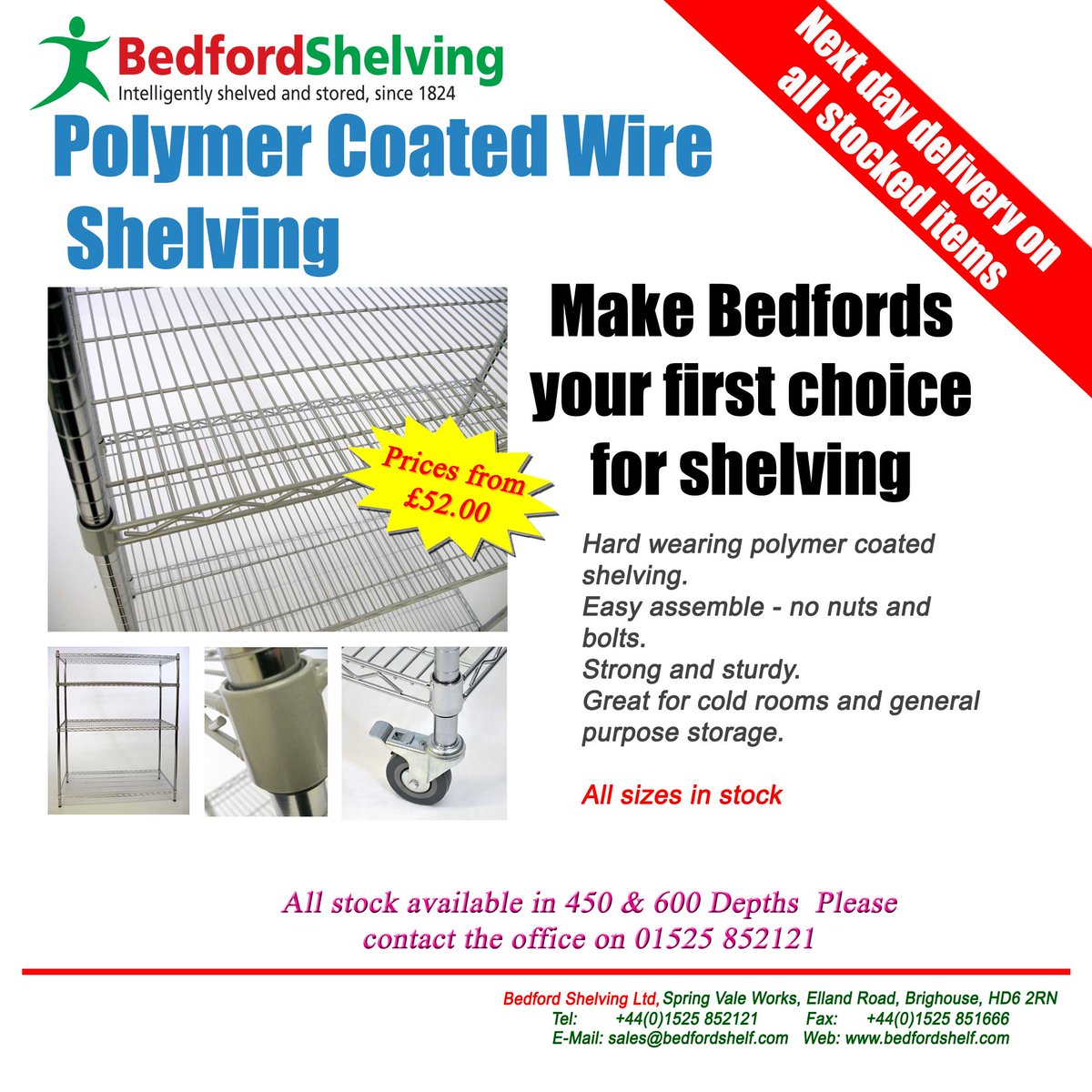 Huge Savings on Our NEW Livewire Polymer Shelving
All sizes in stock 01525 852121