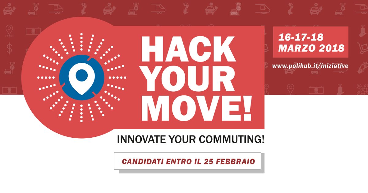 Parte #HackYourMove primo #Hackathon in Italia sul trasporto intermodale dell’ultimo miglio con l’obiettivo di sviluppare idee innovative per la mobilità sostenibile e collettiva nel tratto iniziale e finale di un viaggio. 🚗🚃🚲

Info: goo.gl/pbVrxy