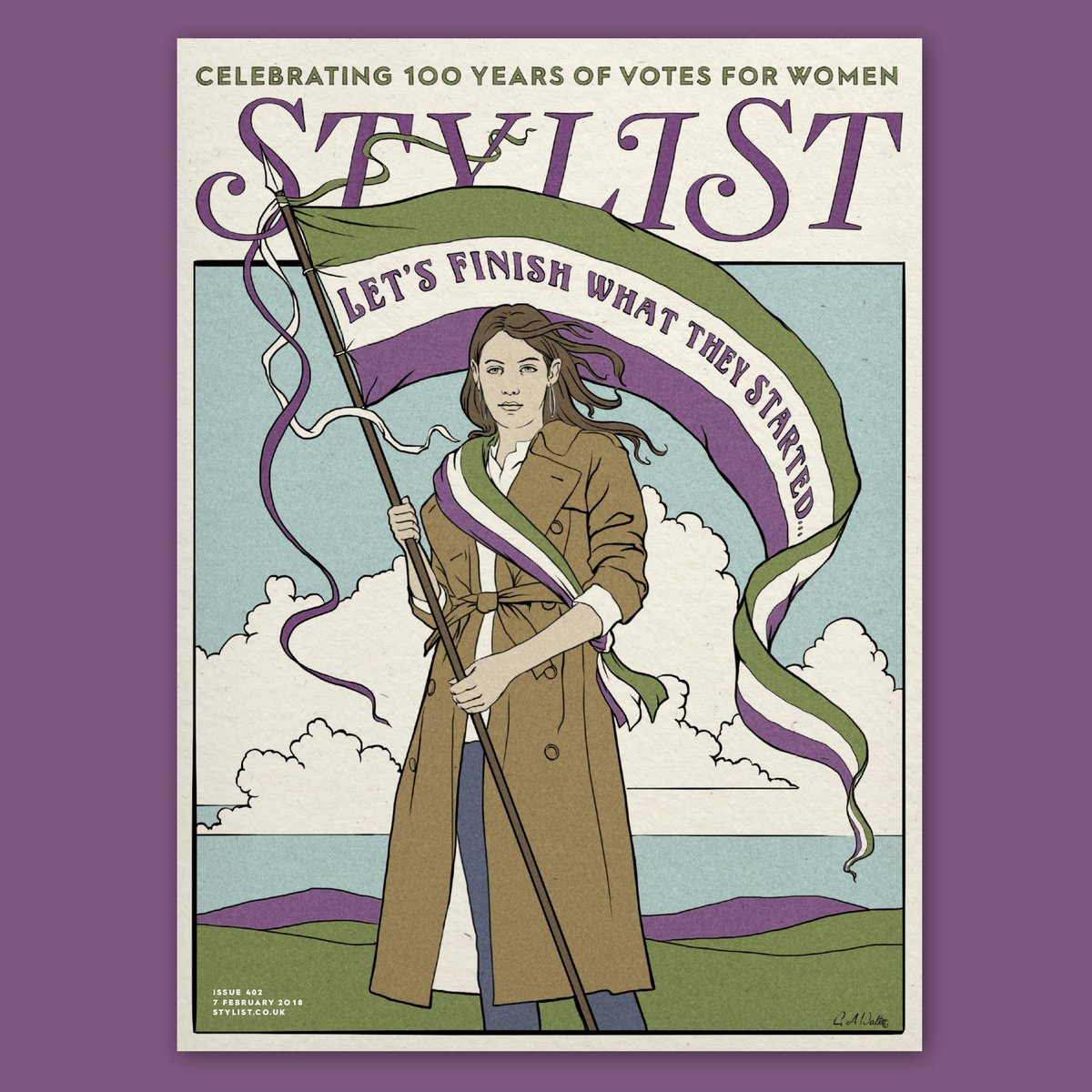 It's #100years to the day that the first British women won the right to #vote - to celebrate, Stylist has dedicated this week's issue to the suffragettes who used 'deeds not words' to force change. Let's finish what they started... #stylistsuffragette #stylist100 🎨: Garry Walton