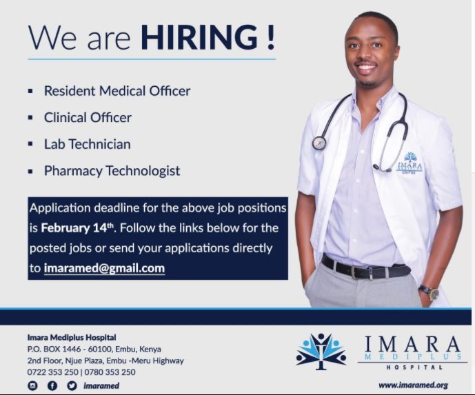 4 Vacancies Open At Imara Hospital Youth Village Kenya