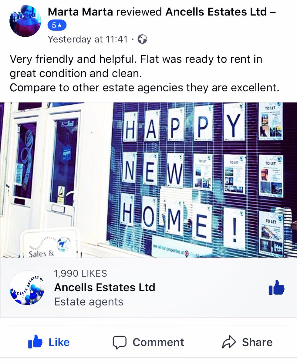 AncellsEstates's tweet photo. Great new 5* review on our popular Facebook page received yesterday, thank you!
#thankyou #fivestarreview #customerservice #customersatifaction #qualityproperties #qualitytenants #lettingsmadesimple #ancellsestates #lettings #lettingagents #lettingspecialists #propertymanagement https://t.co/NDatrWkyEg