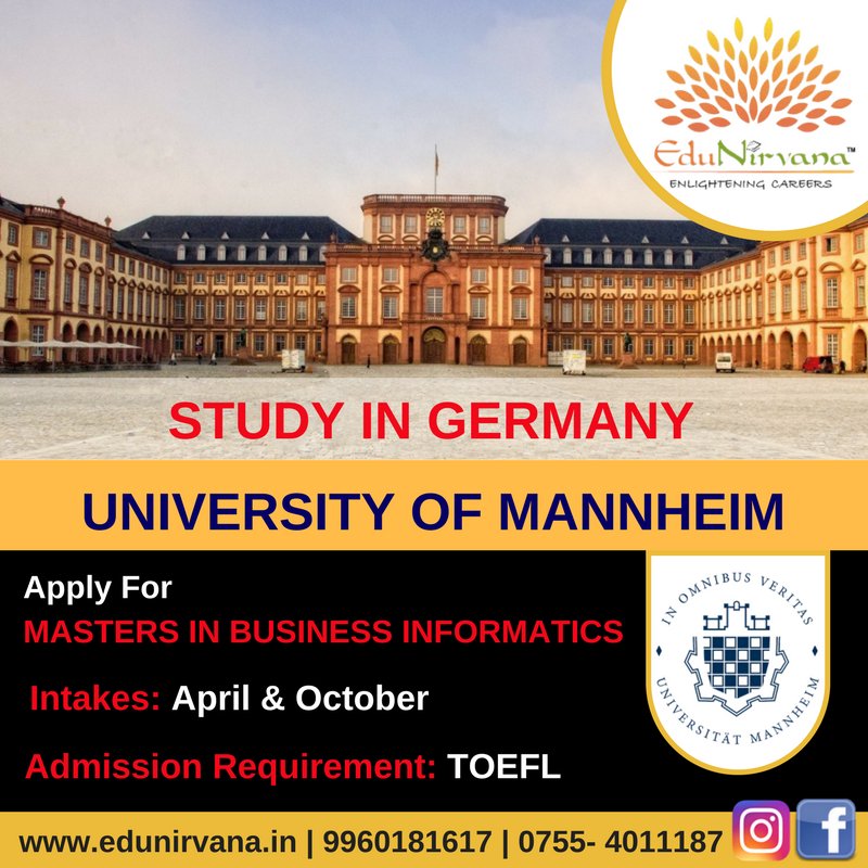 EduNirvana_in's tweet photo. Study in the University of MANNHEIM that has been ranked as one of the top 20 European research institutions.
 #followyourdreams with #EduNirvana #Take_The_Big_Step_With_EduNirvana #GRE #IELTS #TOEFL #GMAT #SAT #US #Canada #Australia #NZ #Europe #UK #TOPresults #US_Graduates https://t.co/ORi48hnbCY