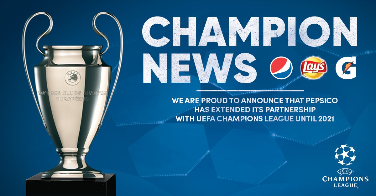PepsiCo bleibt Partner der UEFA Champions League für weitere drei Jahre.  Verbraucher in mehr als 200 Ländern nutzen Pepsi.