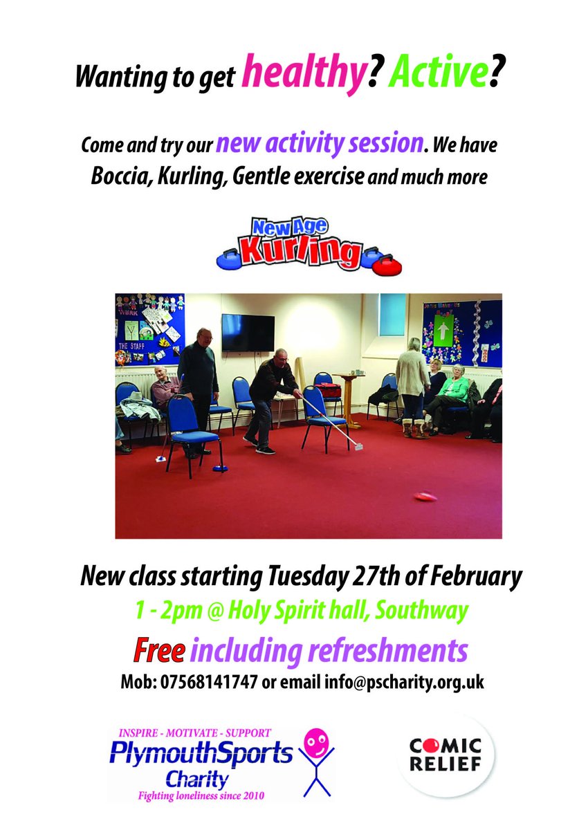 New 55+ session starting Tomorrow in Southway. SPREAD THE WORD! Get in touch for more info @activedevon @ImprovingLivesP @popideas1 @AgeUKPlymouth  @plymouthdance  @sportsrelief  #plymouth #sports #improvinglives #fightingloneliness #getactive