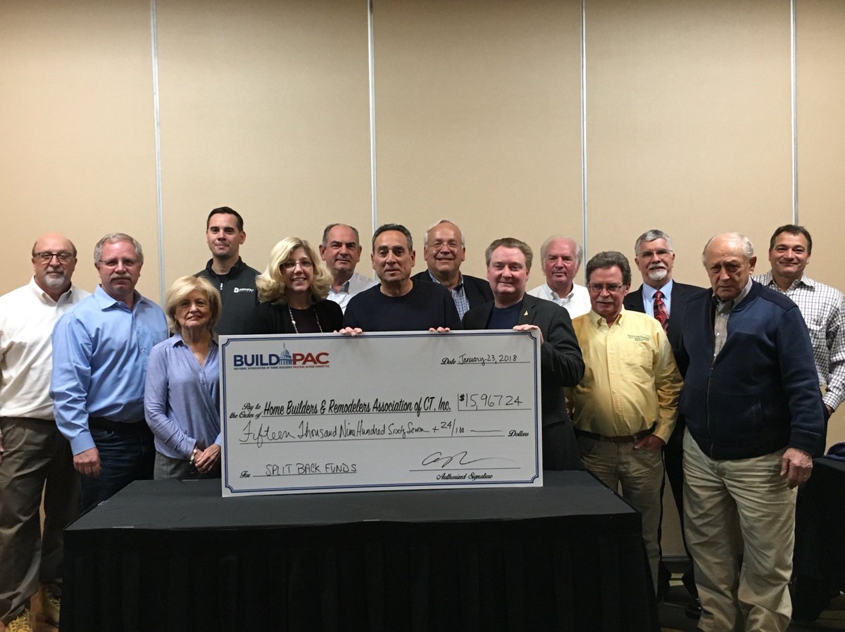 HBRAofCT's tweet photo. Thanks to the Golf Committee, pictured with Larry Fiano and the @NAHBhome split back check for the 2017 Fiano Family Golf Classic. CT leads the country in BUILD PAC Fundraising! 2018 FF Golf Classic at the @TPCRHAgronomy is July 9th!! #fianofamilygolfclassic #buildpac https://t.co/EYphQP8xwE