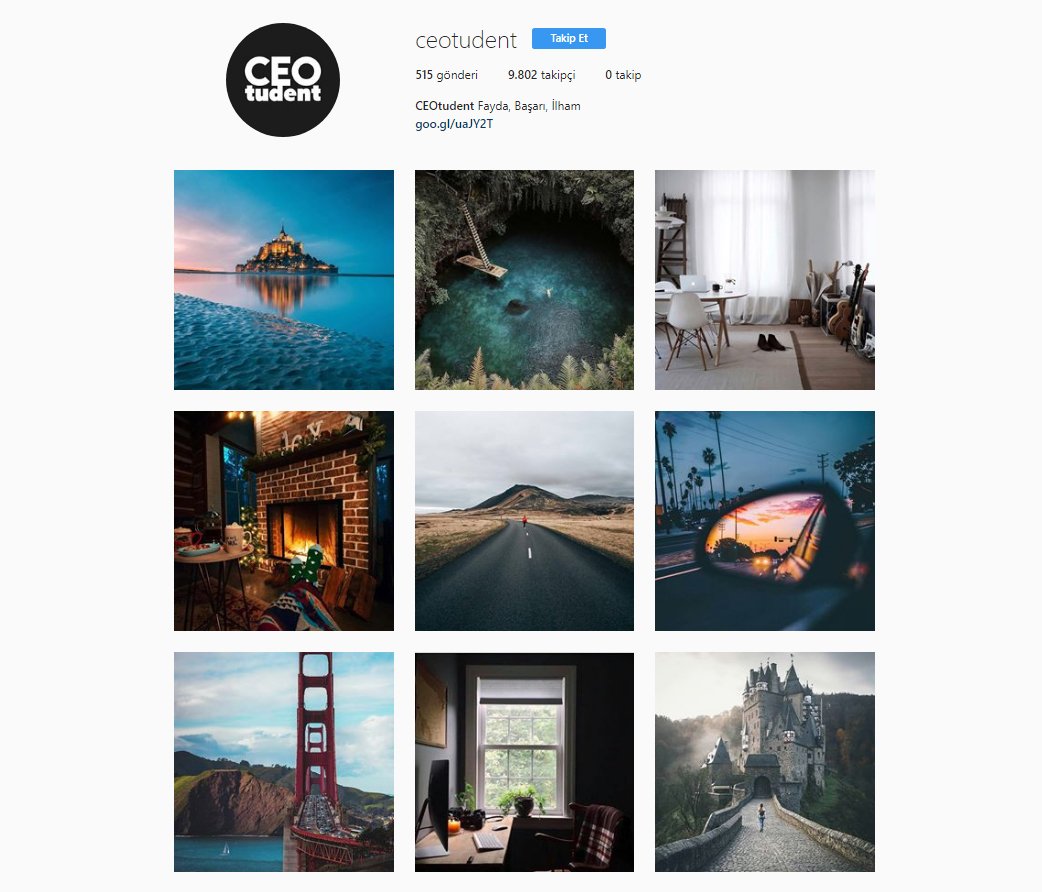 Instagram'dayız: instagram.com/ceotudent/