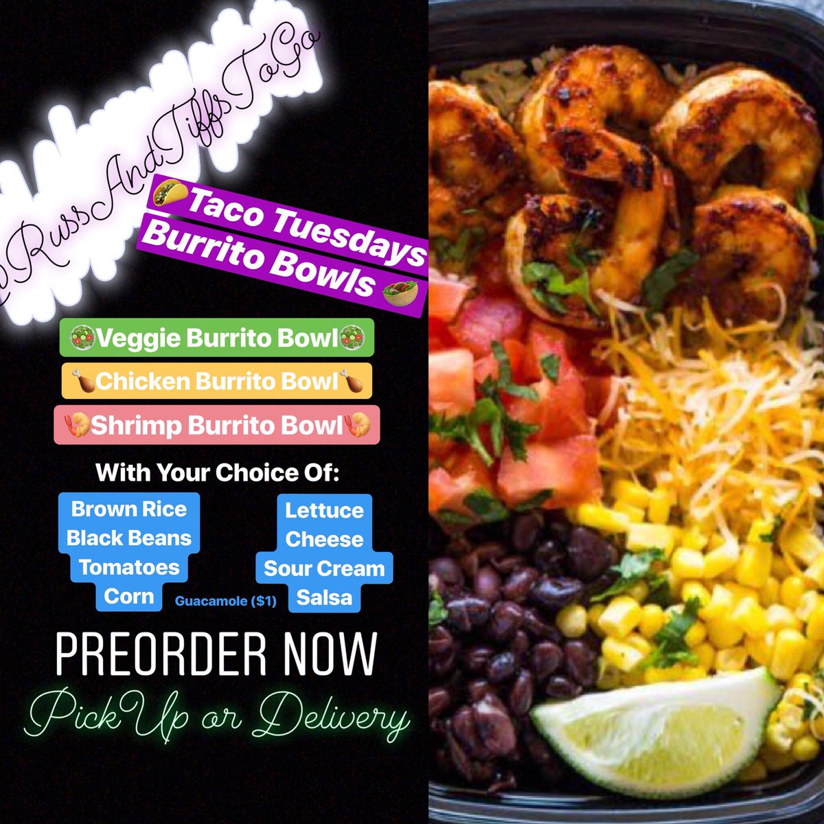 cerTIFFied's tweet photo. Also Contact me for delivery/meal prep today #RussAndTiffsToGo #TacoTuesday #mealprep #mealplan https://t.co/ZgOEc5fD48