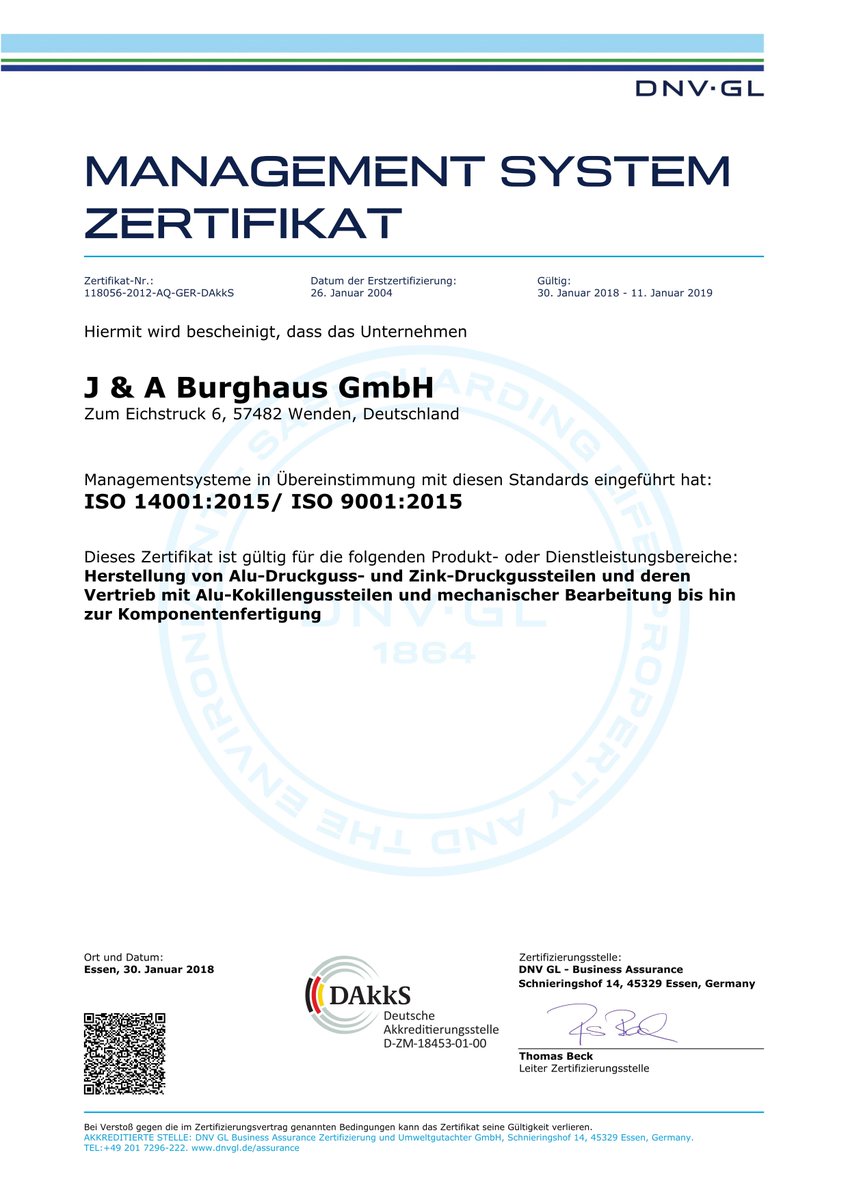 Umstellung #ISO14001 und #ISO9001
Zu Jahresbeginn erfolgte die #Zertifizierungsumstellung auf die #ISO 14001:2015 und 9001:2015 diese wurde in unserem #Hause erfolgreich durchgeführt. Nun wurde auch das #Zertifikat passend hierzu ausgestellt. #Aluminiumdruckguss #Burghaus