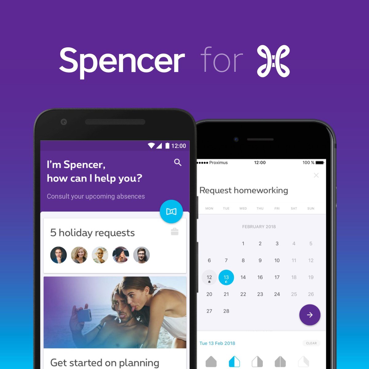 spencer_works's tweet photo. Spencer for all #Proximus employees is alive and kicking! 4.200 lives were made a bit easier with our personal workplace assistant 😉 And wow: there have already been 8.000 checks on team availability and over 600 absence requests approved! https://t.co/bUcQICadXI